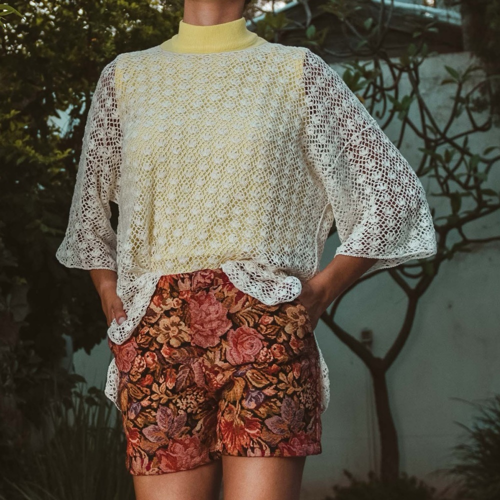Vintage Knit White Mesh Beach Top